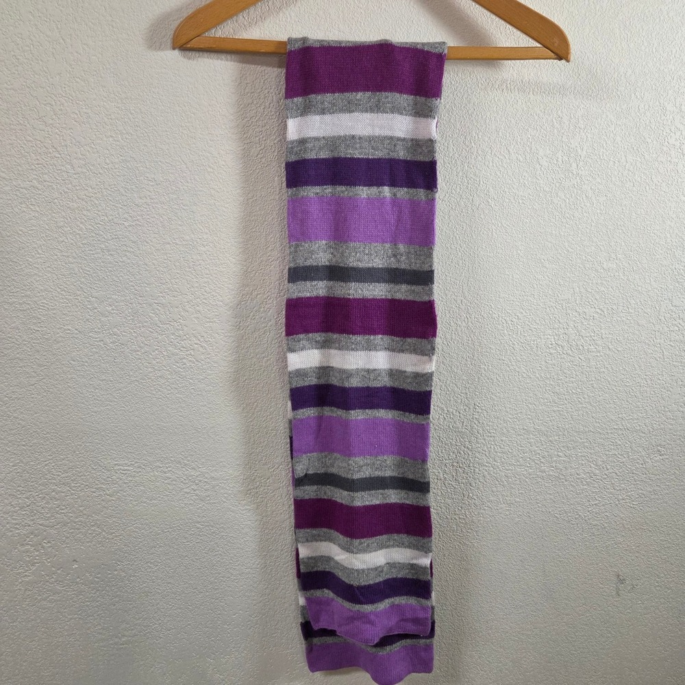 Merona Womens Purple Gray Striped Knit Scarf Rabbit Hair Blend 8x60 RN17730